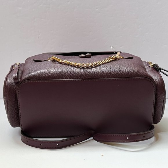 Michael Kors Jet Set Item Medium Chain Leather Backpack Bordeaux - Picture 6 of 11